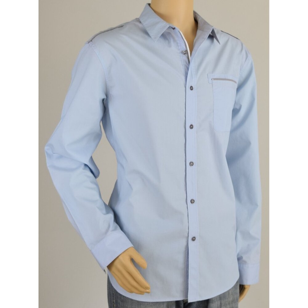 NWT $148 ELIE TAHARI Light Blue Long Sleeve Button-Front Sport Shirt Men's XL‎